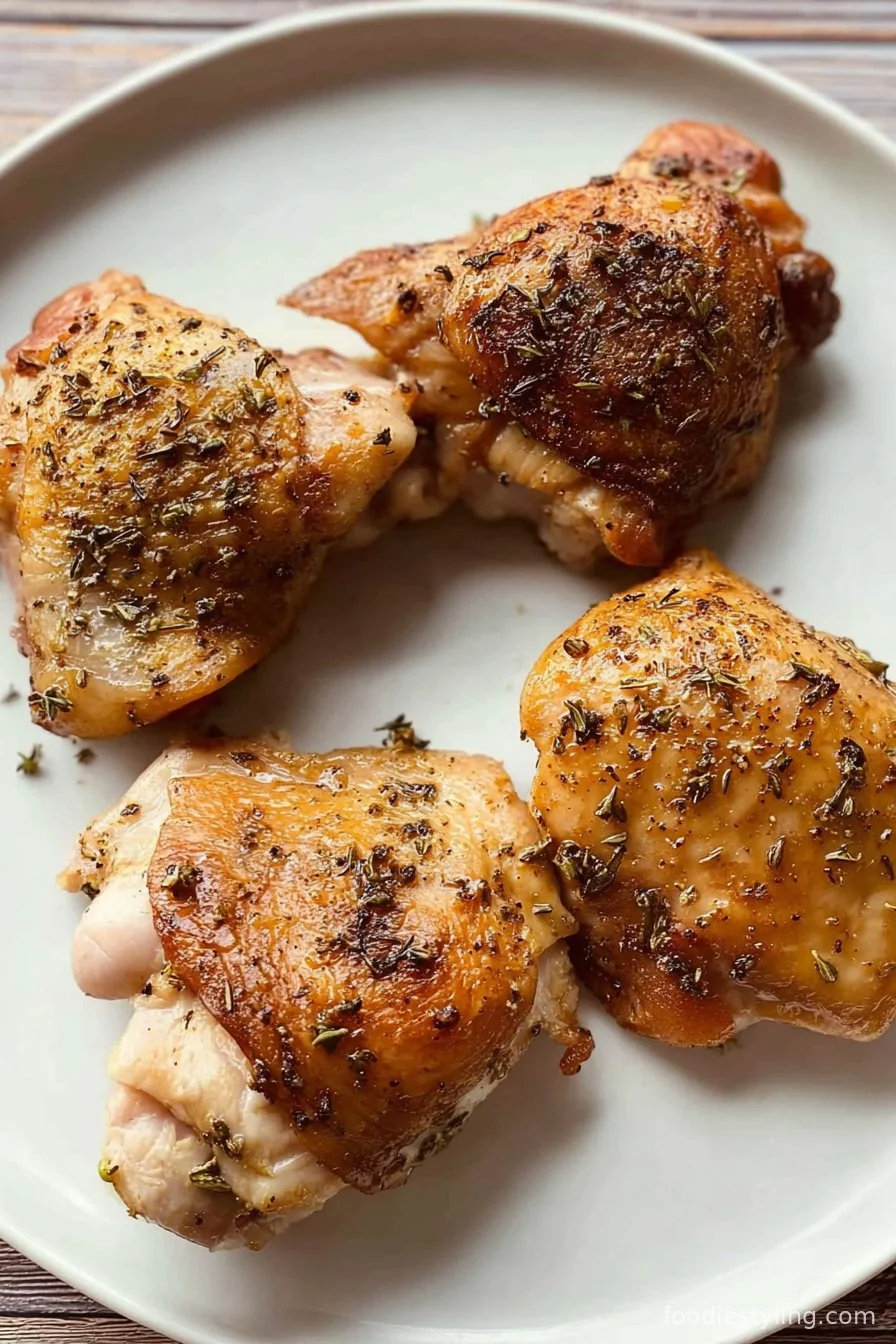 Juicy Baked Boneless Chicken Thighs - golden brown and perfectly seasoned