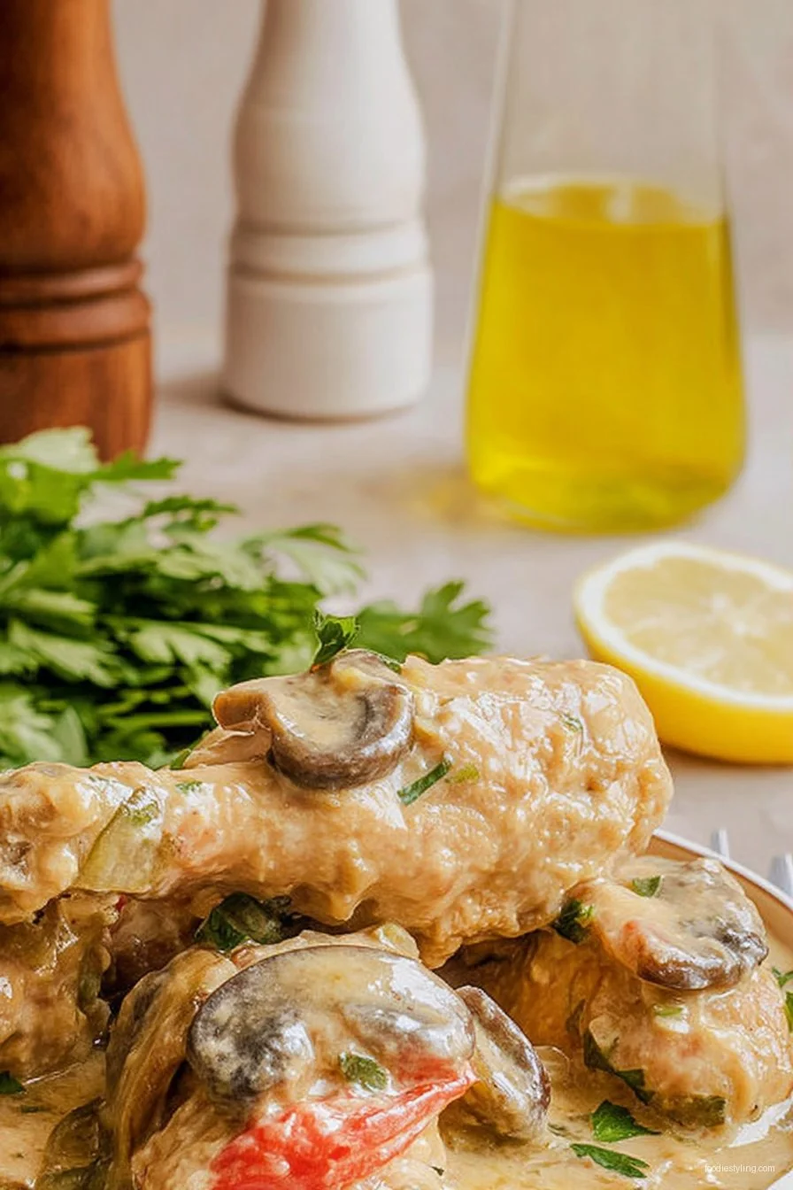 Delicious Slow Cooker Creamy Chicken and Mushrooms recipe