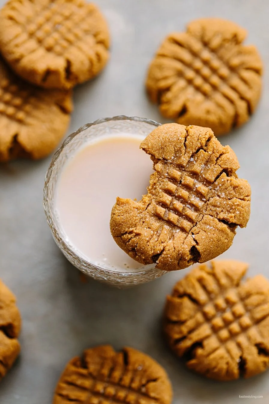 Soft, chewy vegan peanut butter cookies in a bowl.