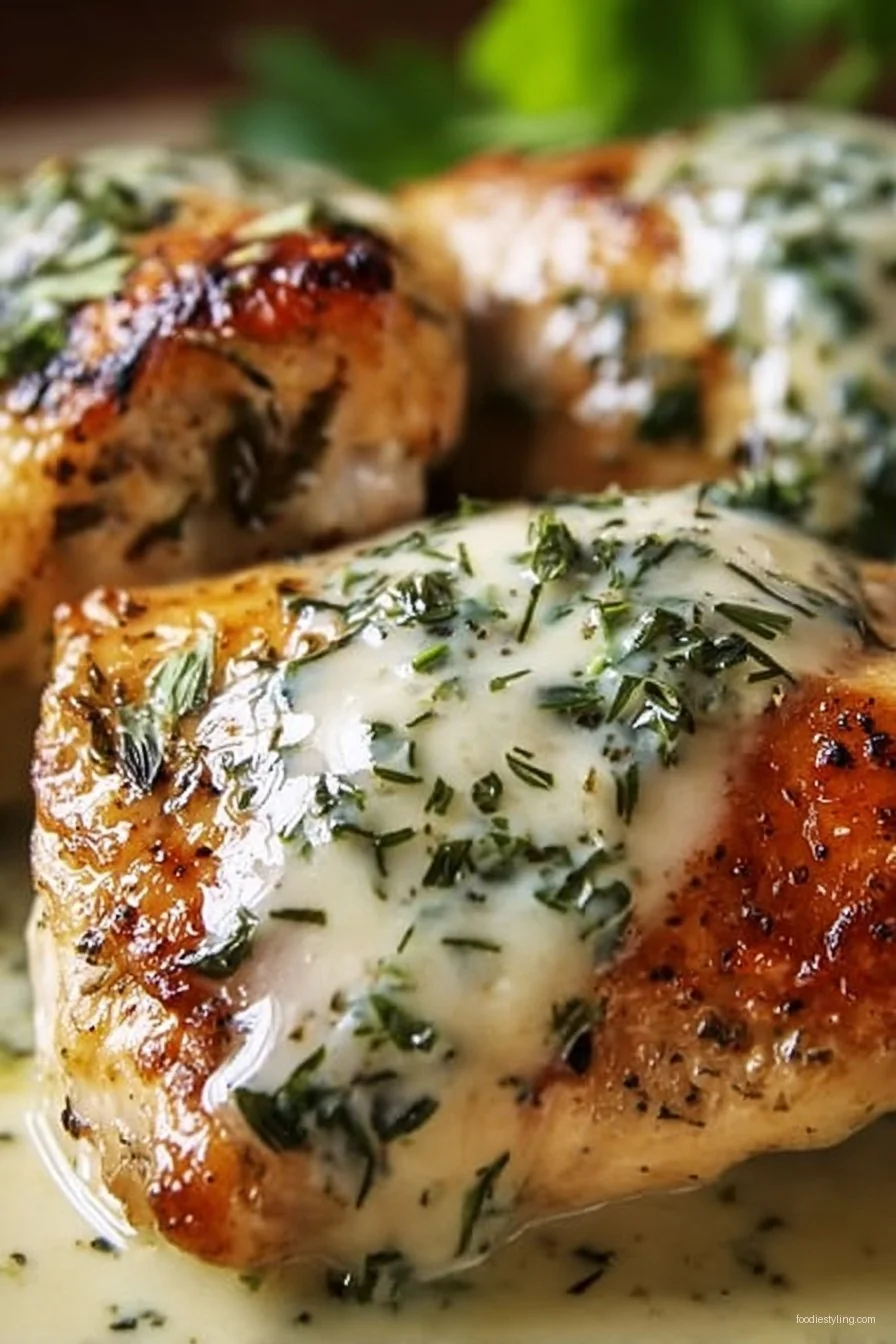 Juicy, golden-brown chicken thighs with herbs and lemon