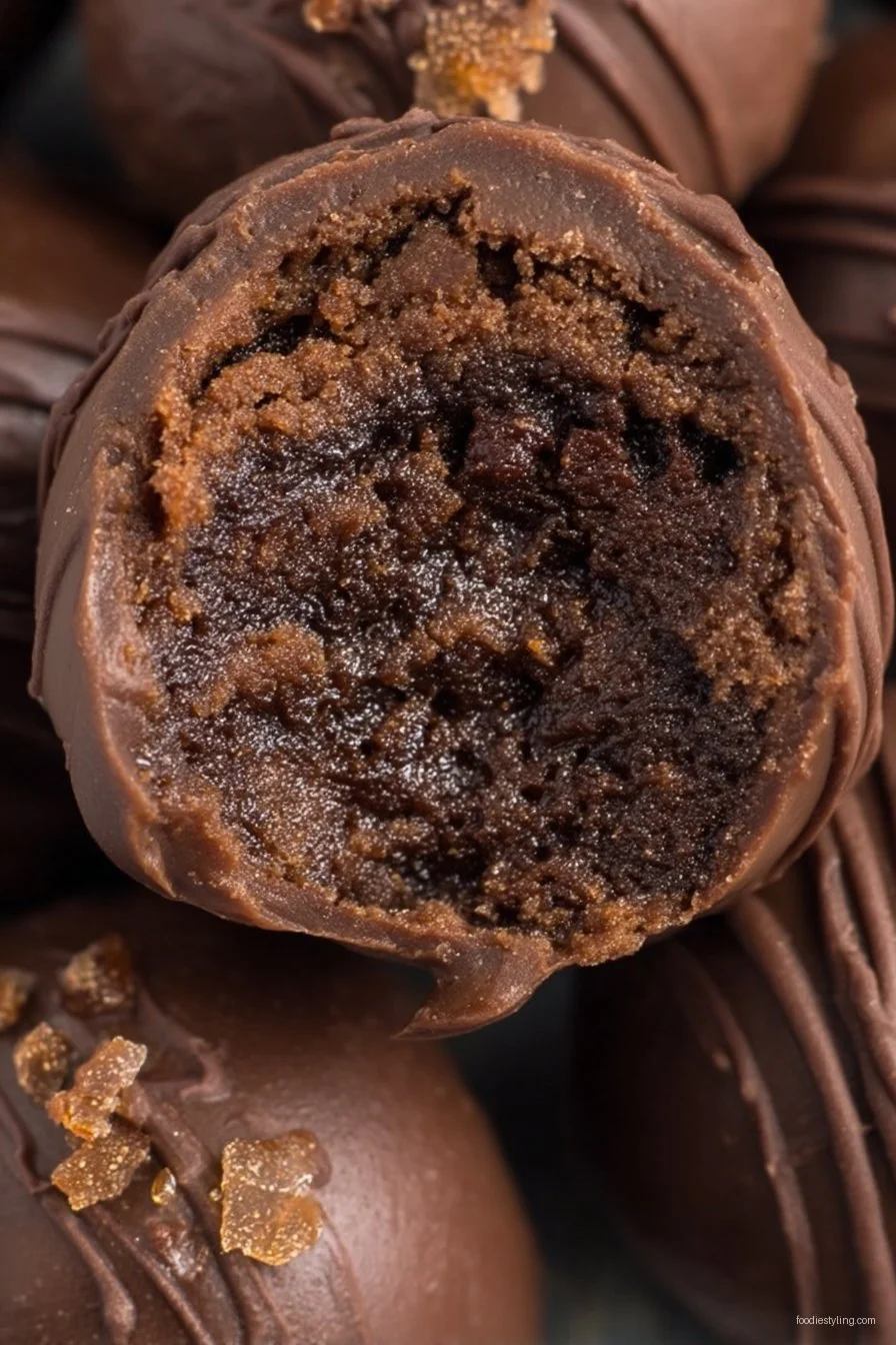 A platter of glossy, chocolate-covered brownie truffles sprinkled with colorful decorations.