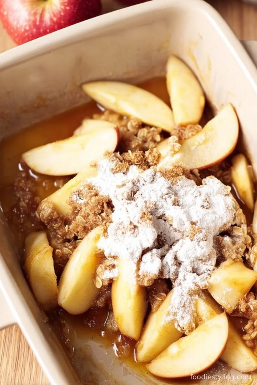 Glorious golden-brown Easy Apple Crisp with Oat Topping - steaming and irresistible!