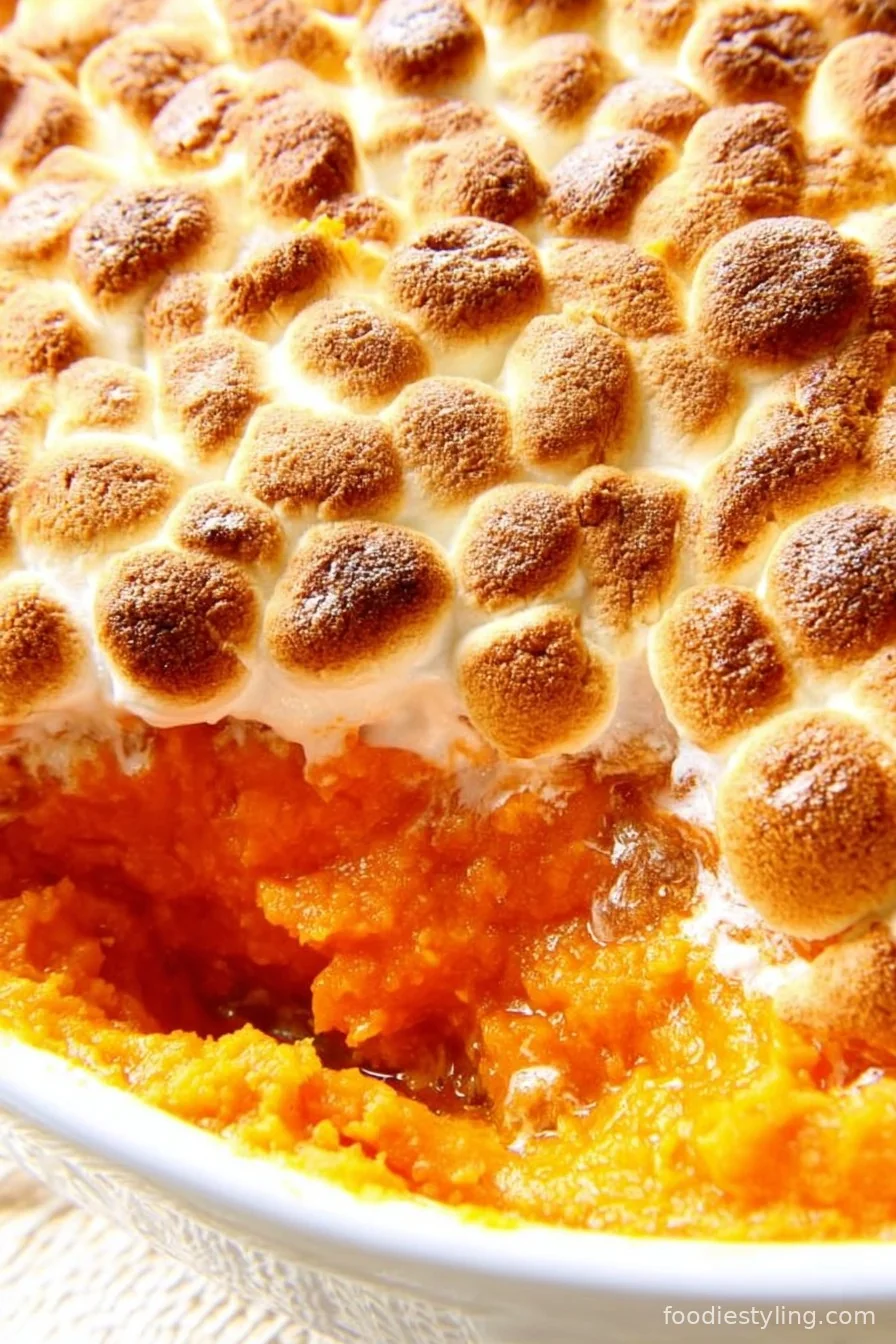 Classic Sweet Potato Casserole fresh from the oven
