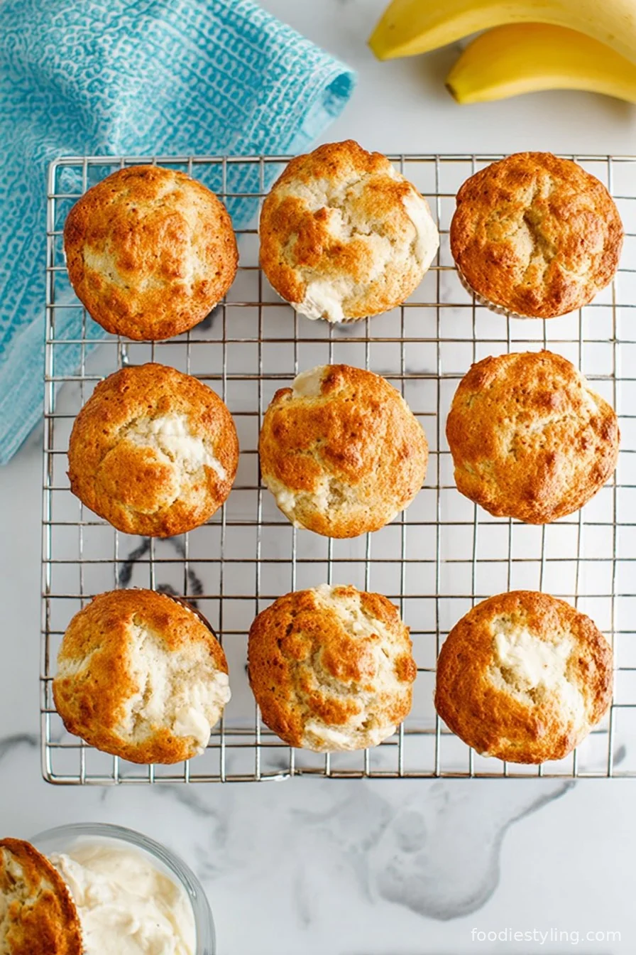 Banana Cream Cheese Muffins fresh from the oven