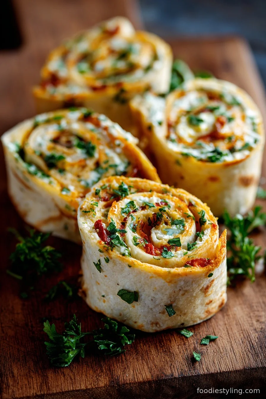 Easy Tortilla Pinwheels ready to eat