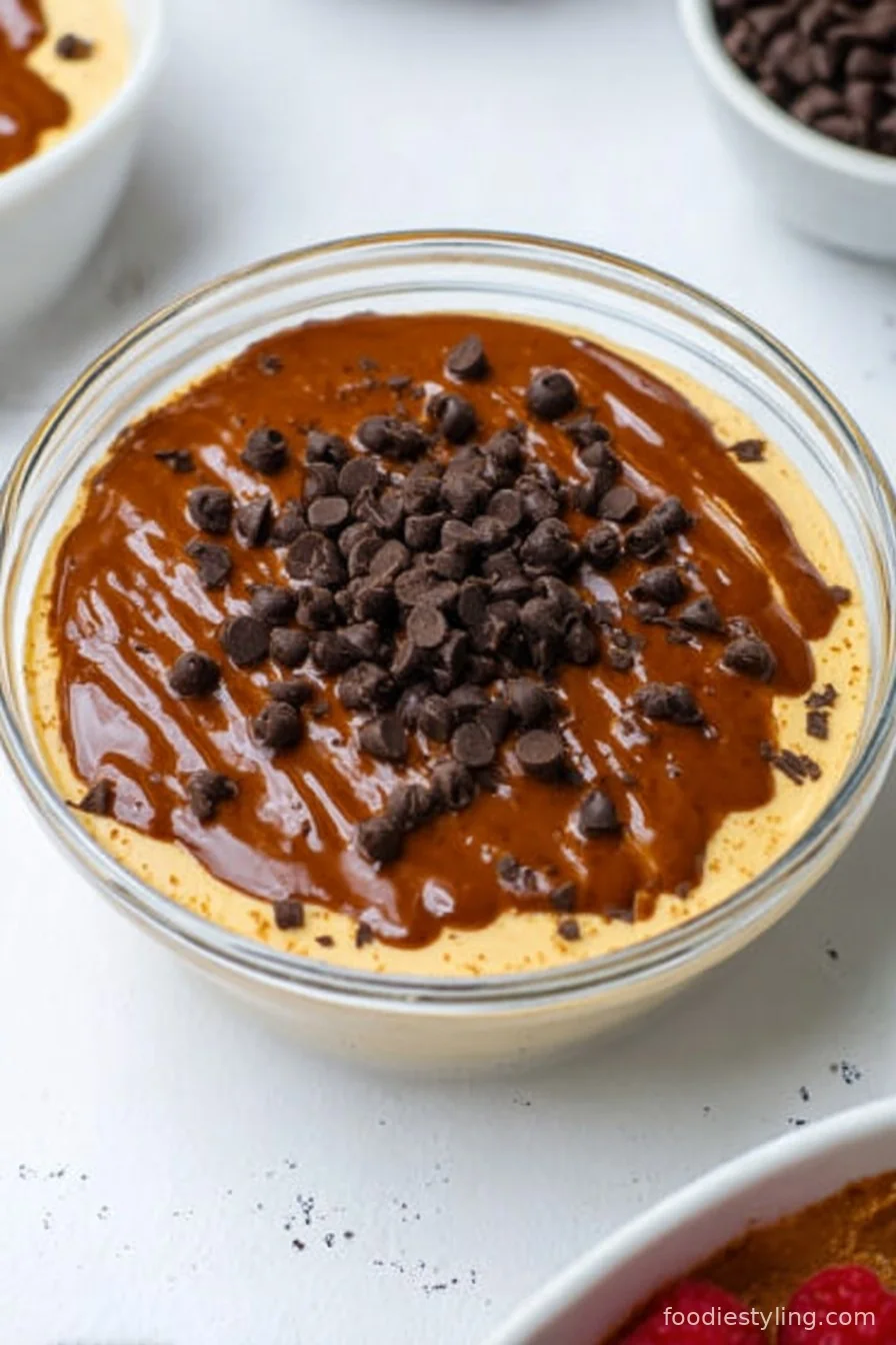 Silky baked Cottage Cheese Pudding with golden top in a white ramekin